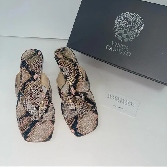 Vince Camuto Snake Skin Pattern Saresta Thong Sandal New In Box - Picture 2 of 14